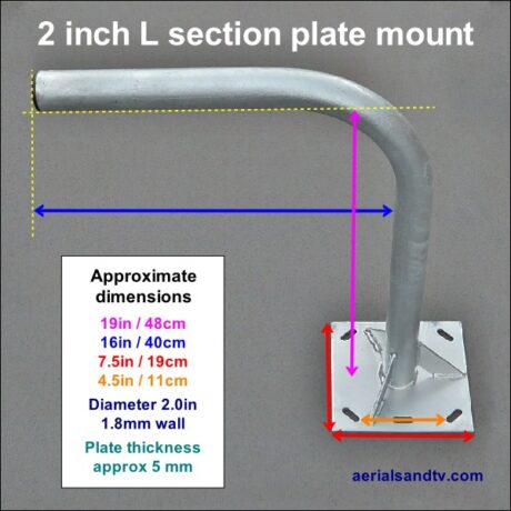 Plate satellite patio mount L section x 2in 600Sq