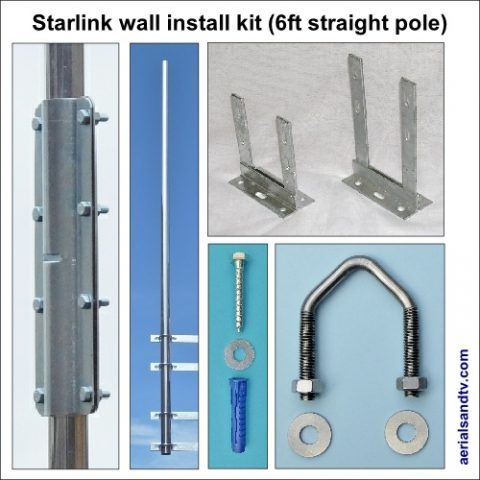 WSL – Starlink pole install kit for a wall (6ft straight mast) – A.T.V