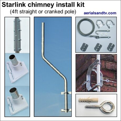 Starlink chimney install kit (straight or cranked 4ft pole) 600Sq L5