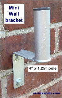 Mini wall bracket with 4 inch by 1.25 inch pole